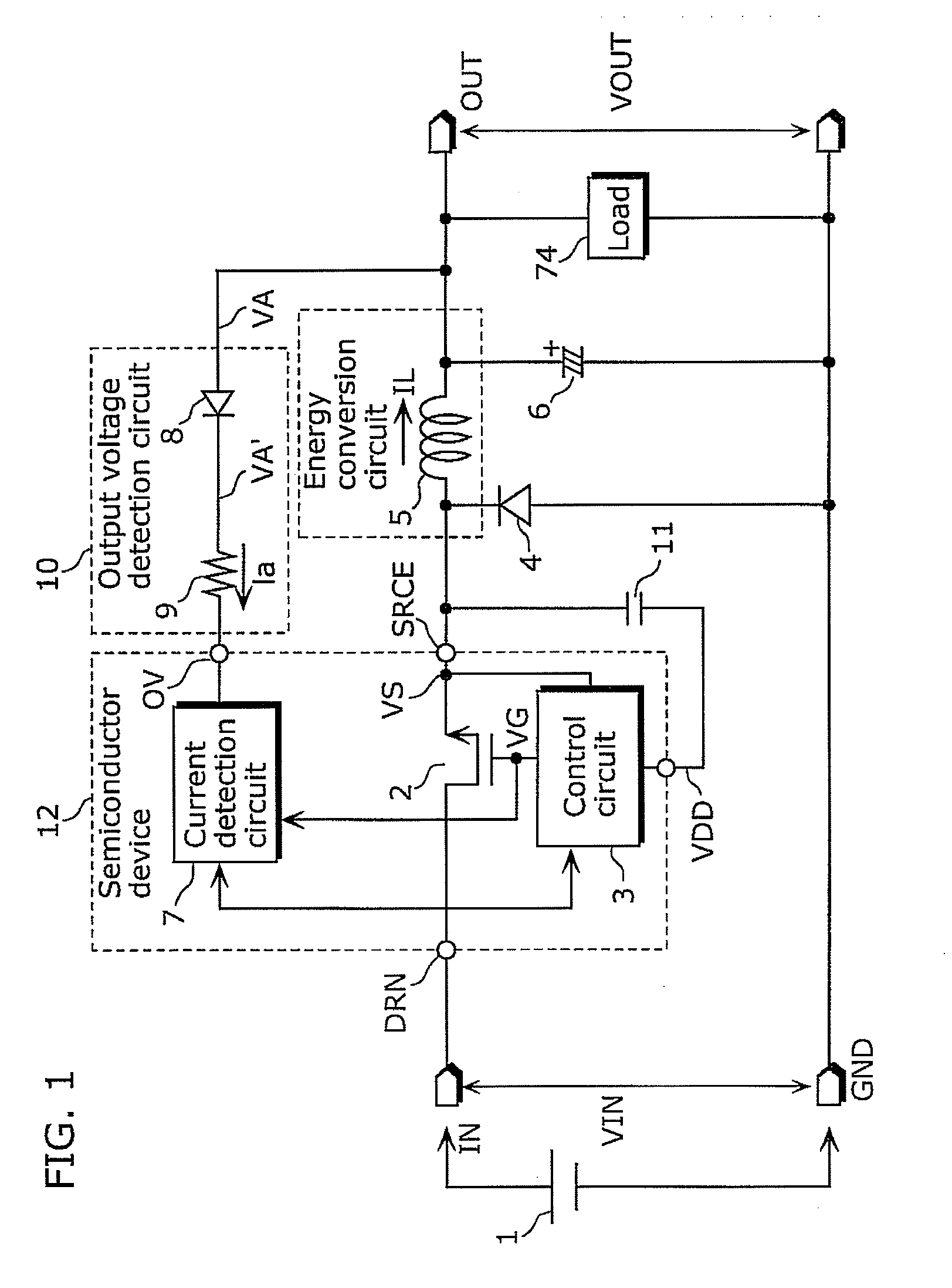 Switching power supply device and semiconductor device used for the same