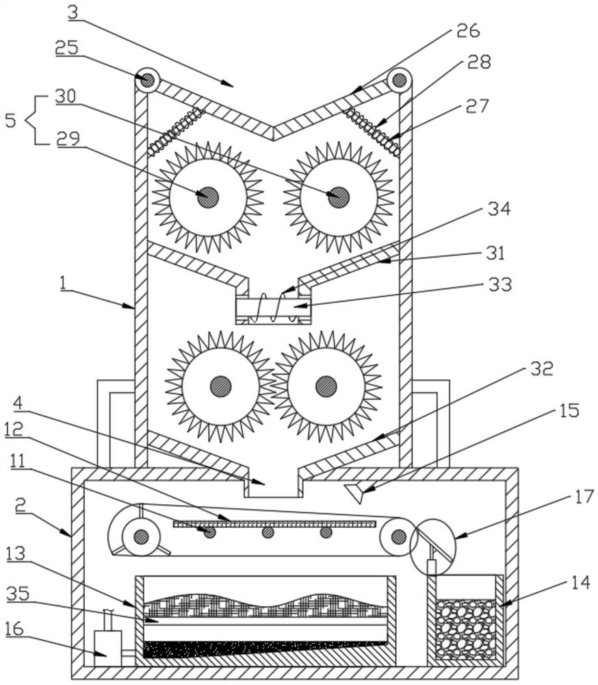 Crushing and recycling device for construction waste