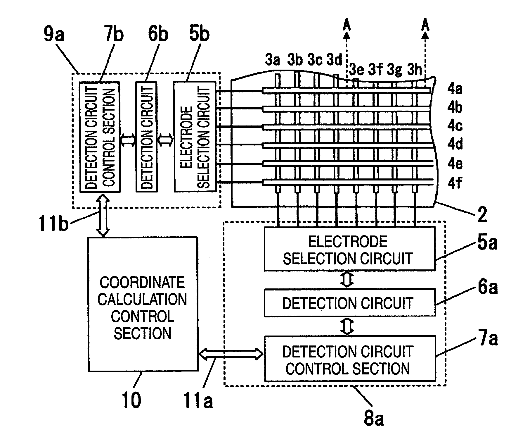 Capacitive touch panel and method for detecting touched input position on the same