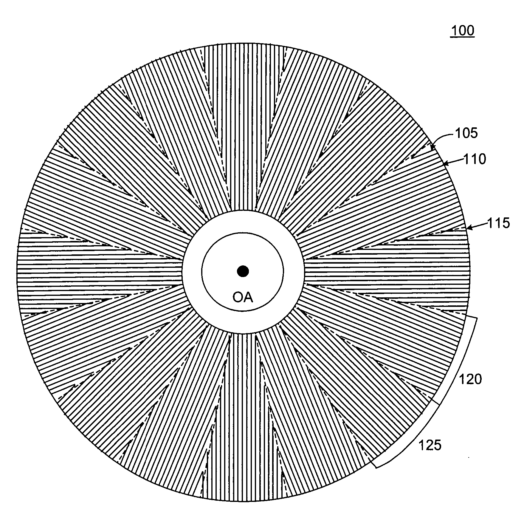 Patterned grid element polarizer