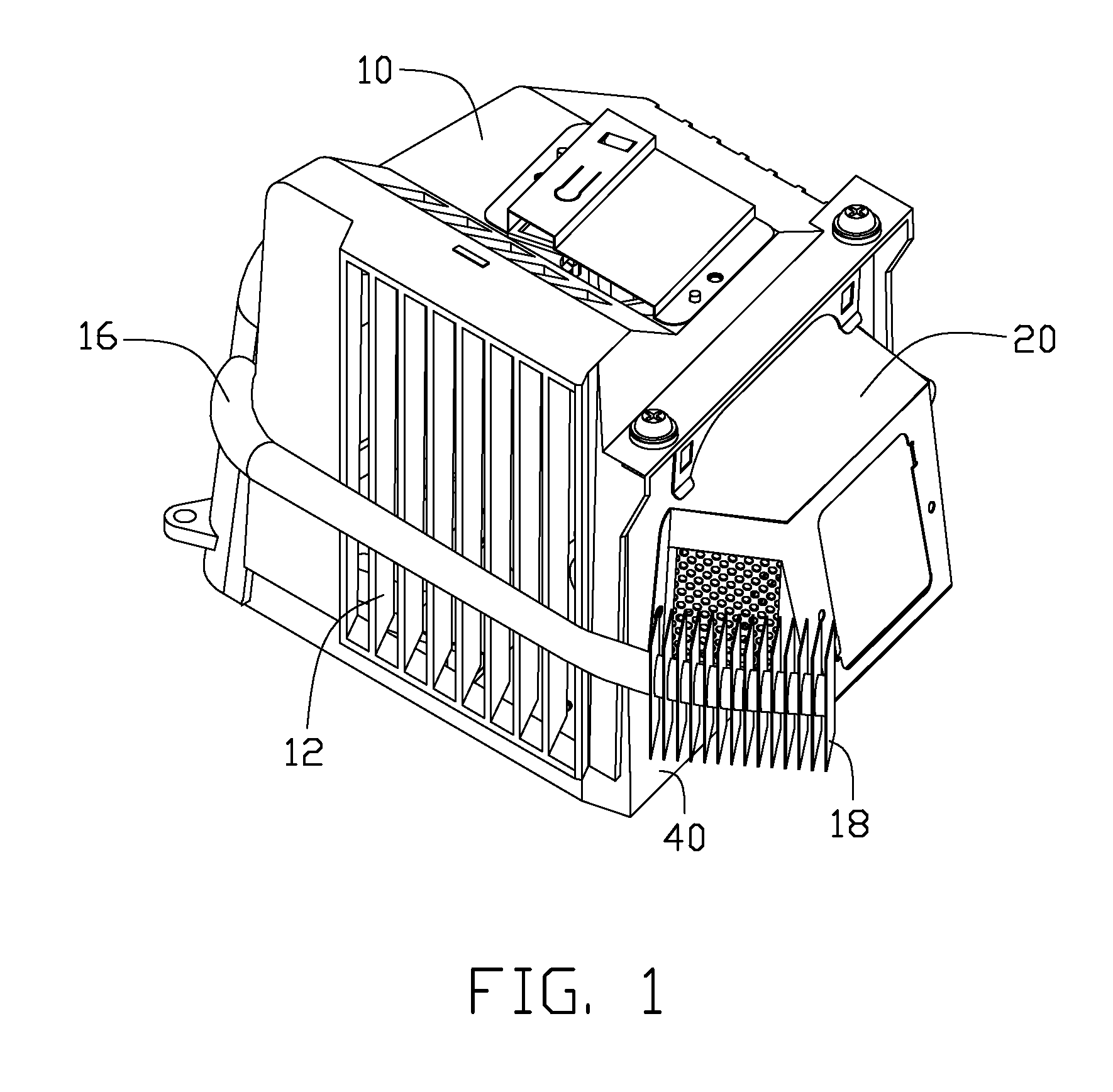 Heat dissipation device for a display projector lamp module