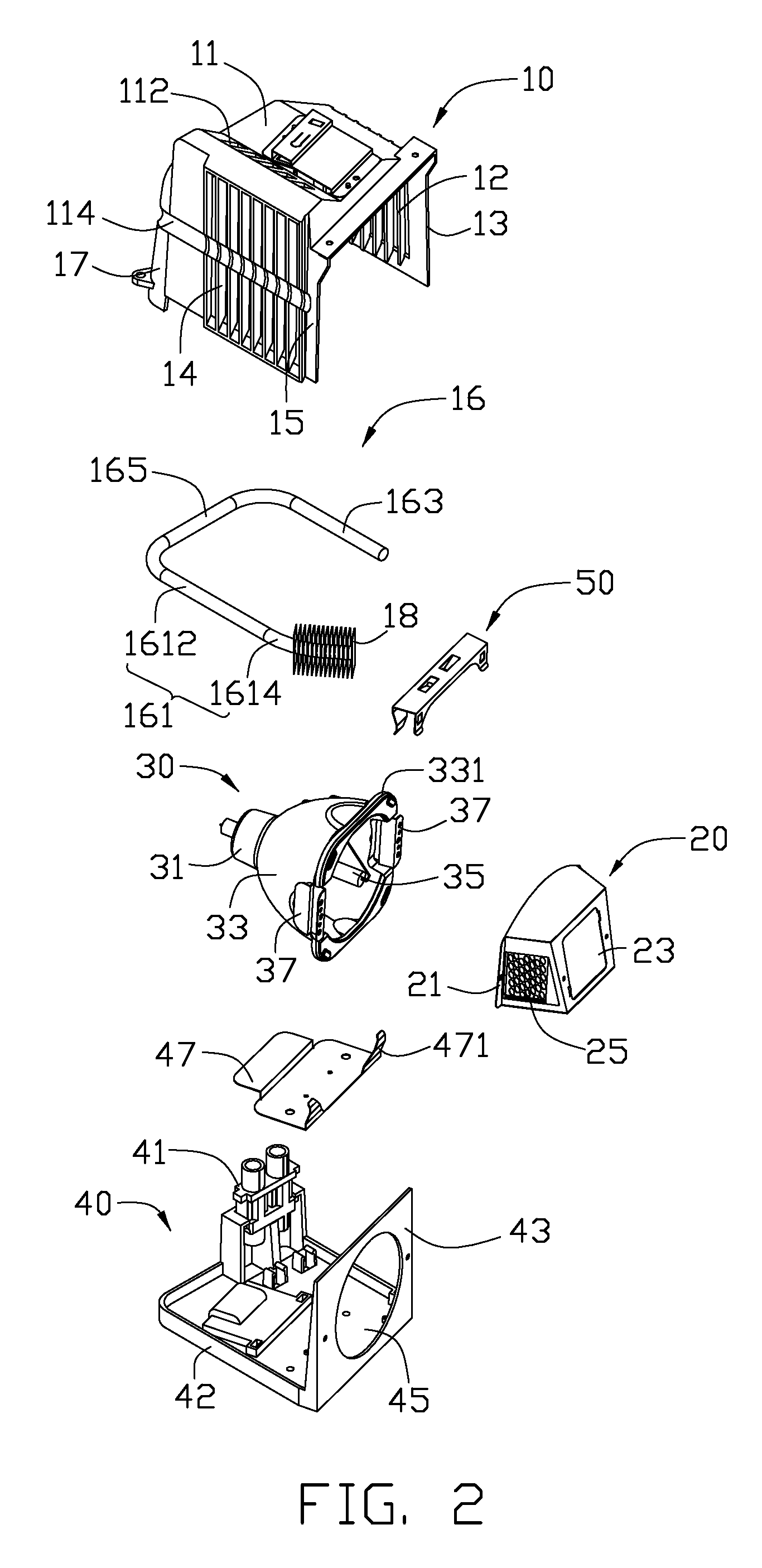 Heat dissipation device for a display projector lamp module