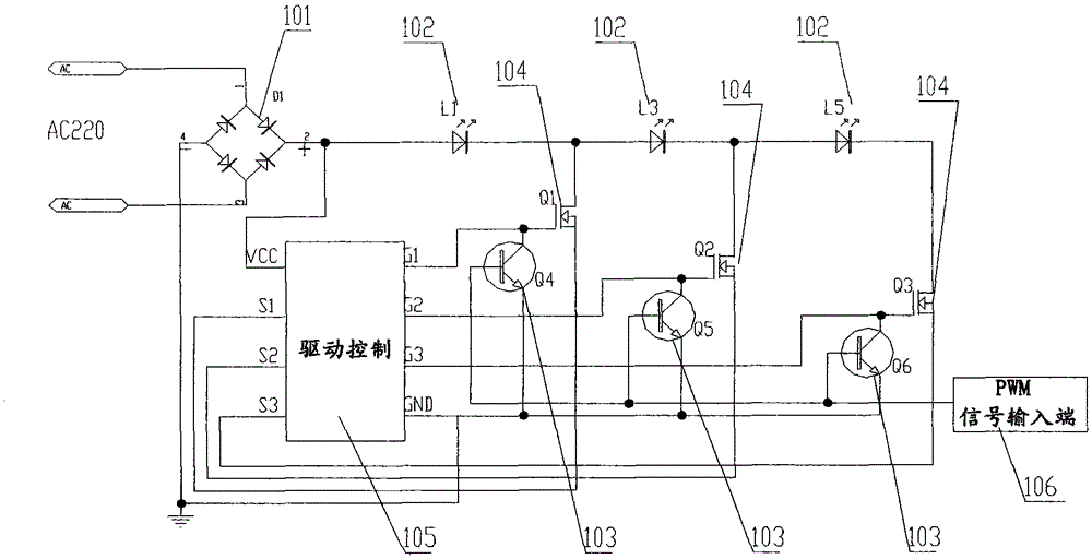 Dimming circuit for linear high voltage led driver