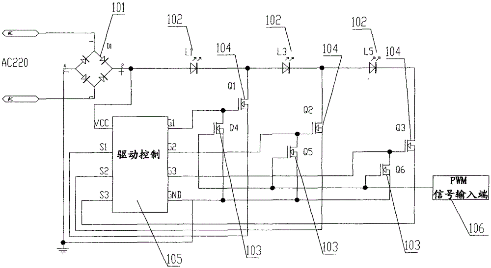 Dimming circuit for linear high voltage led driver