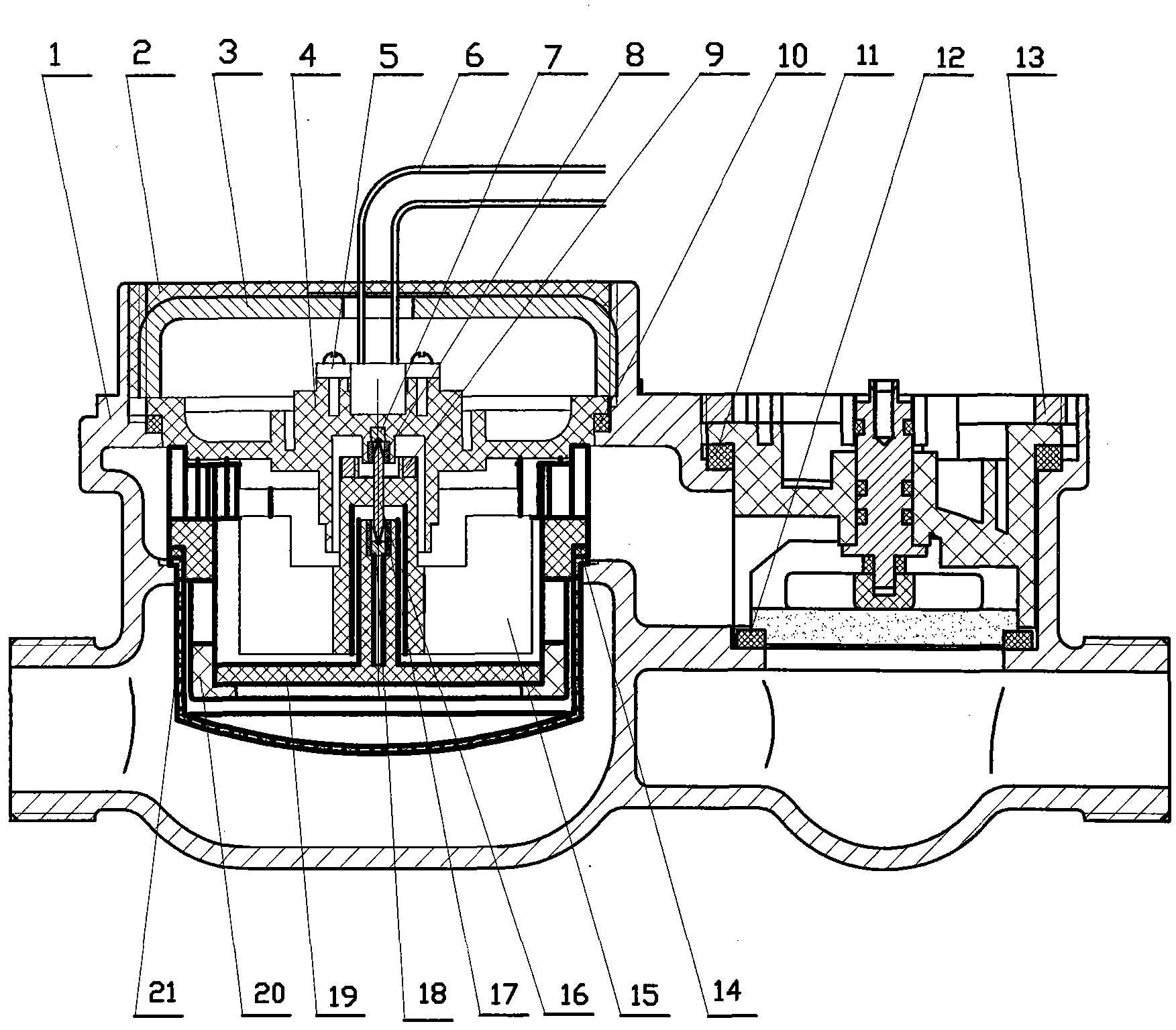 Signal transmission and metering algorithm for impeller magnetic inductive basic water and heat meter