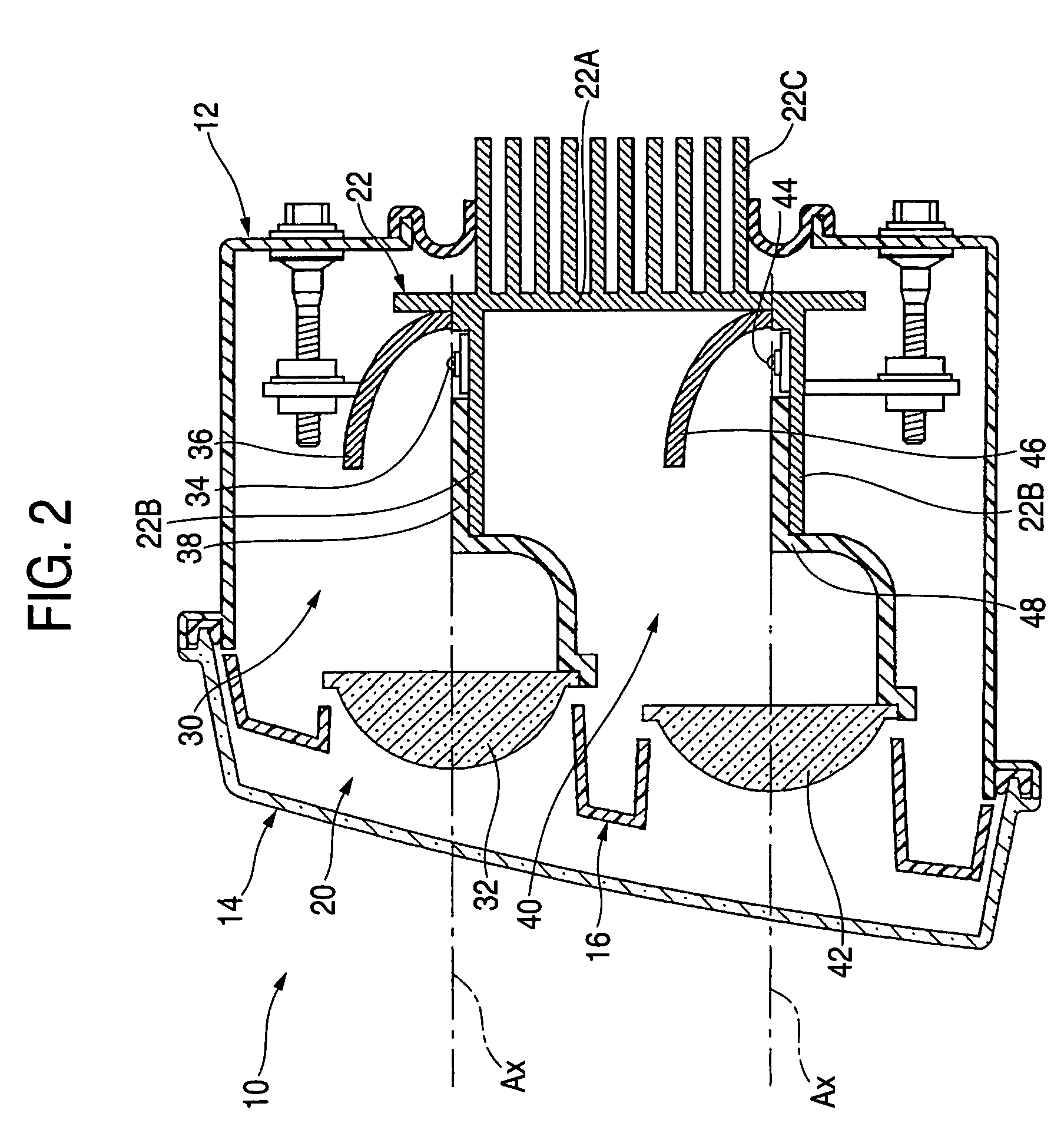 Vehicular headlamp with semiconductor light emitting elements and electric discharge bulb