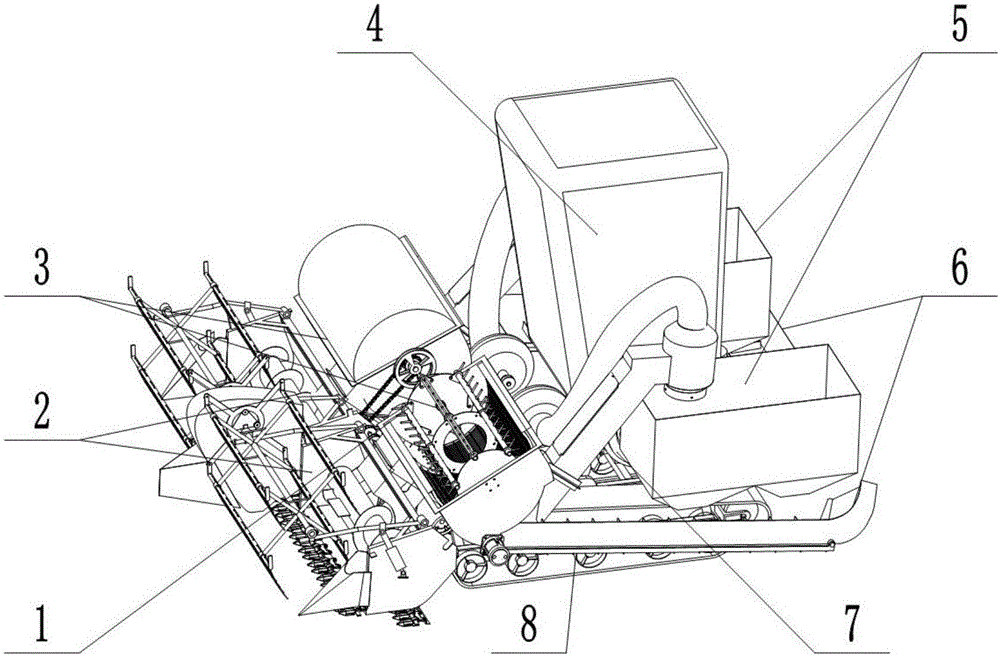 Dual-header dual-roller high-clearance rice harvesting machine