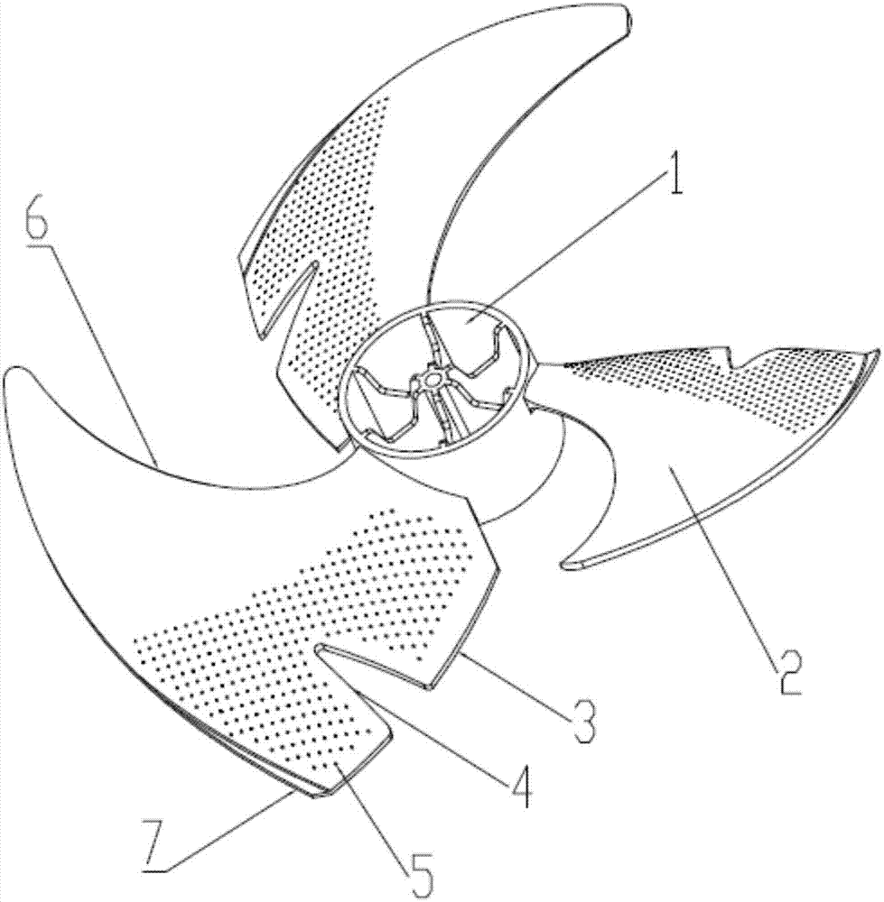 Axial-flow fan blade with high noise elimination degree