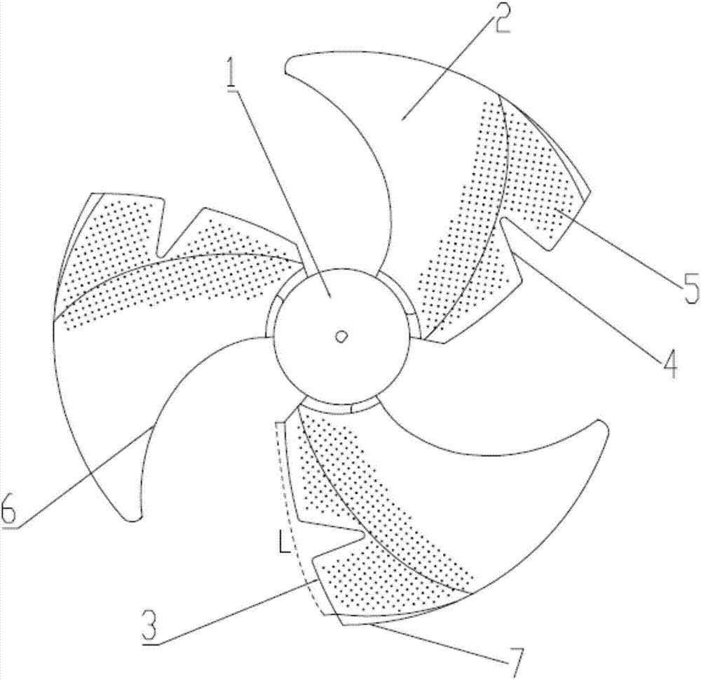 Axial-flow fan blade with high noise elimination degree