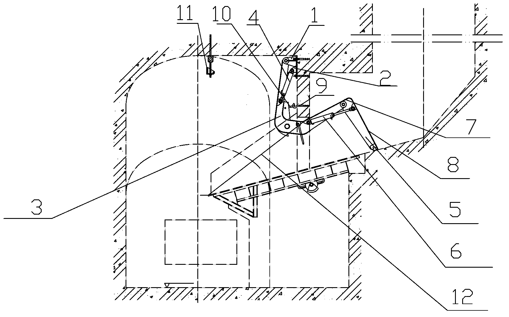 Mine draw shaft safety protection structure