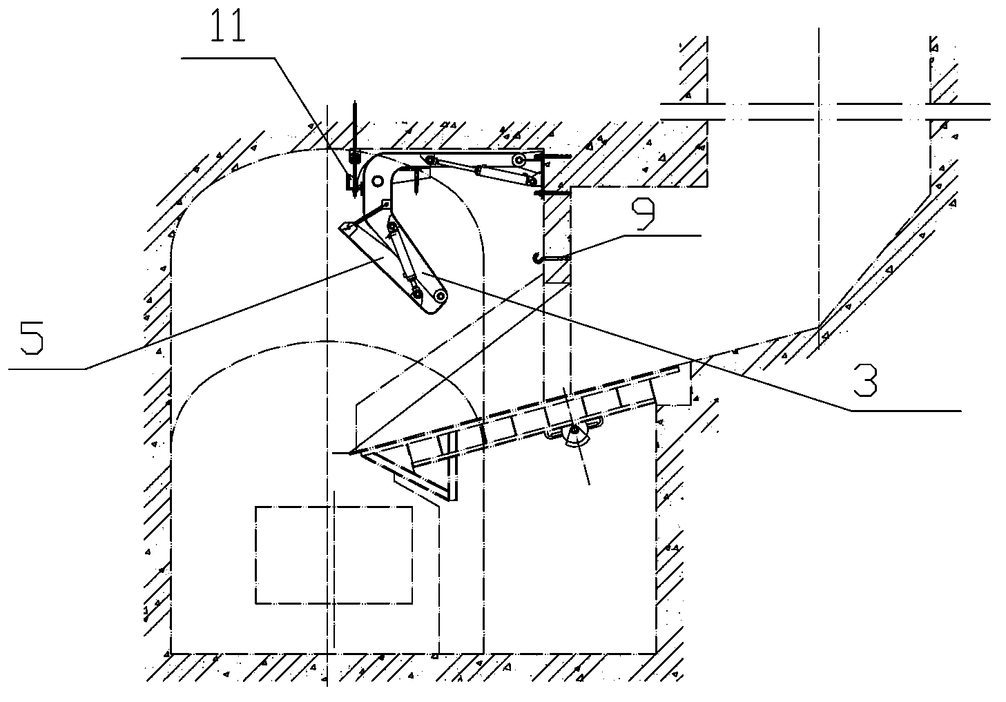 Mine draw shaft safety protection structure