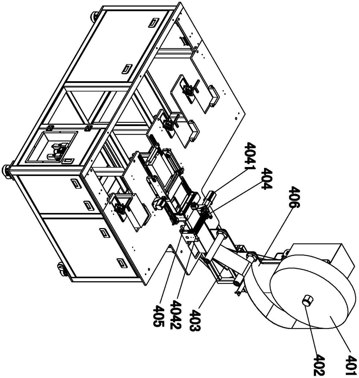 Novel automatic plate wrapping equipment for large lead-acid storage battery pole group