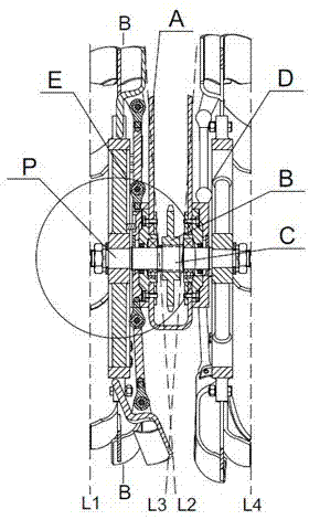 Inner deflection swinging cutter blade type ditching cutter head and driving device thereof