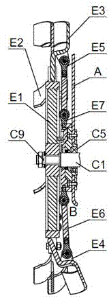 Inner deflection swinging cutter blade type ditching cutter head and driving device thereof