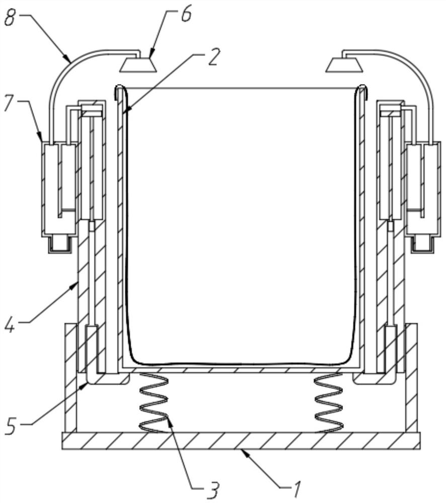 A bag supporting device for agricultural grain bagging