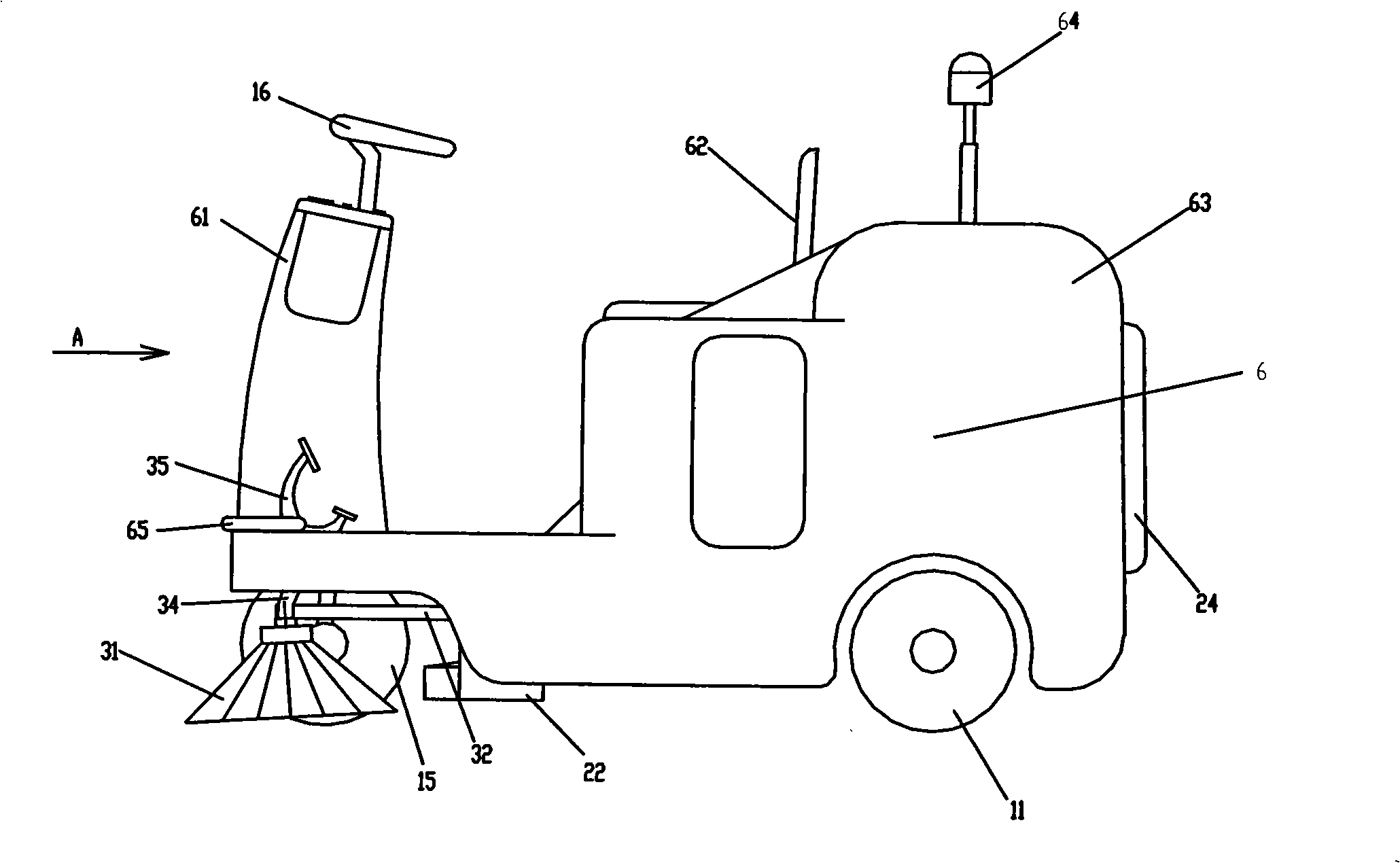 Miniature electric suction sweeping type ground sweeper