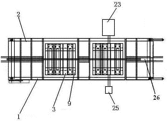 A steel bar sand blasting derusting device