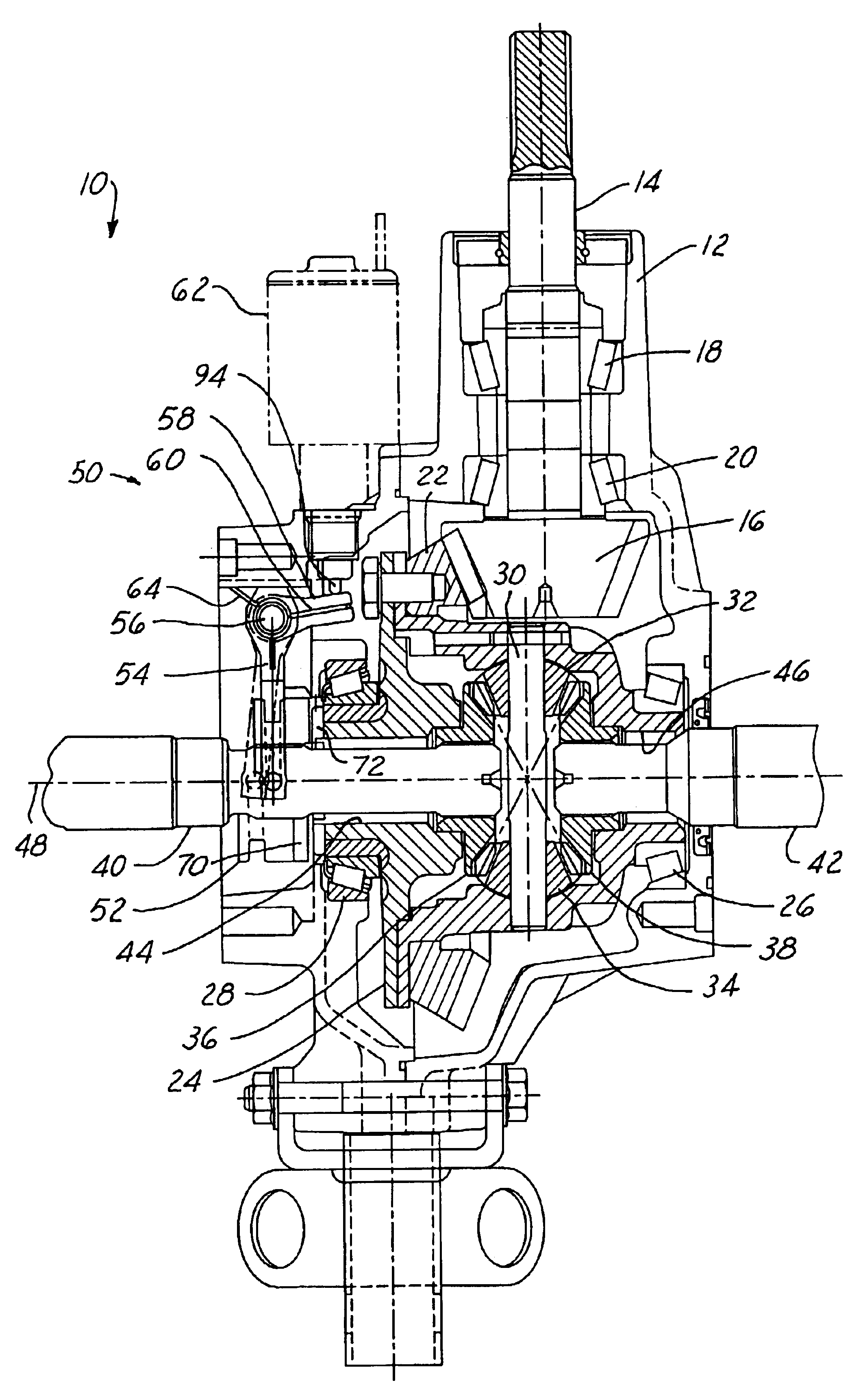 Position compensating differential locking mechanism