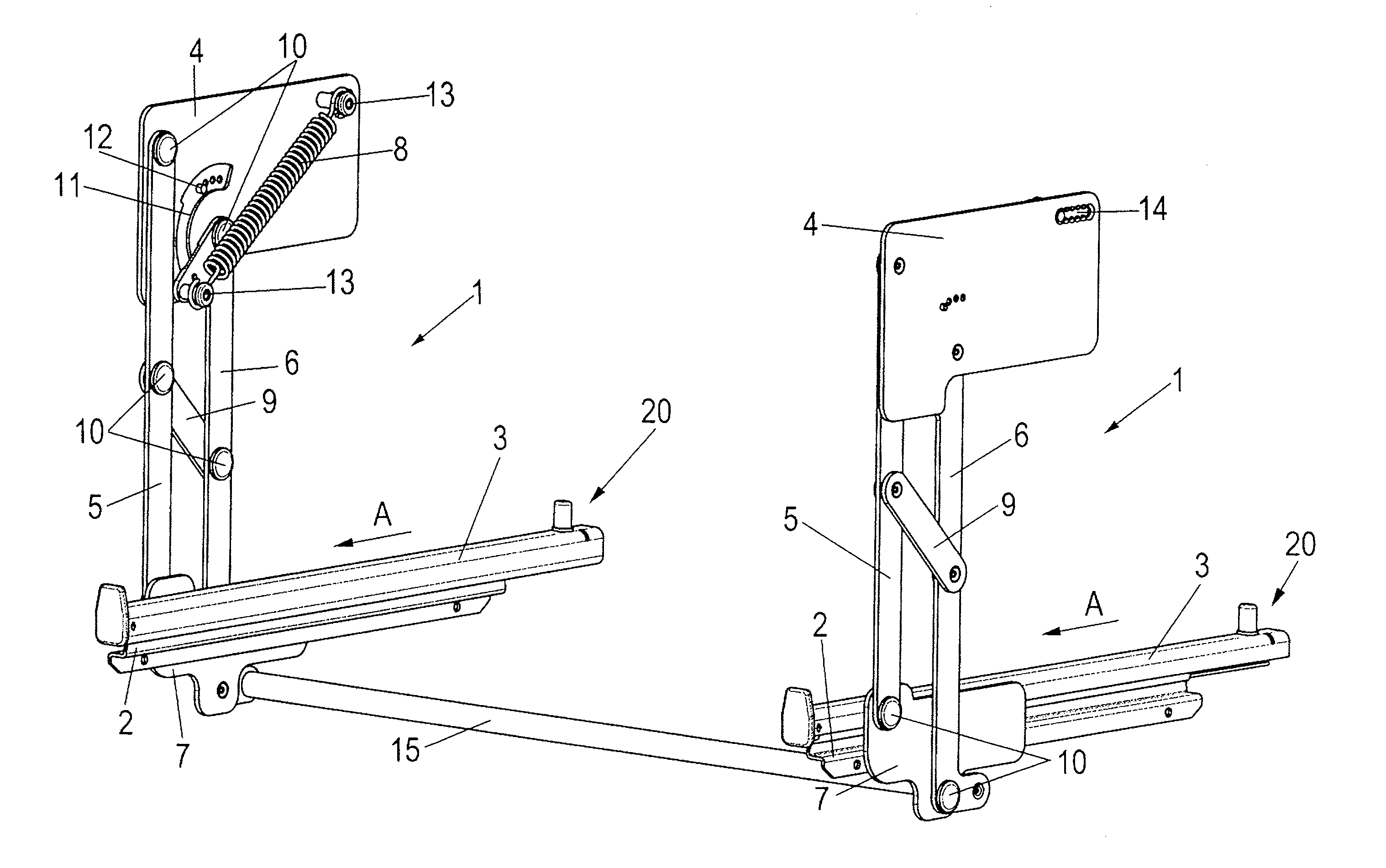 Apparatus for adjusting the height of a counter which is guided in a household device by way of at least one pull-out guide