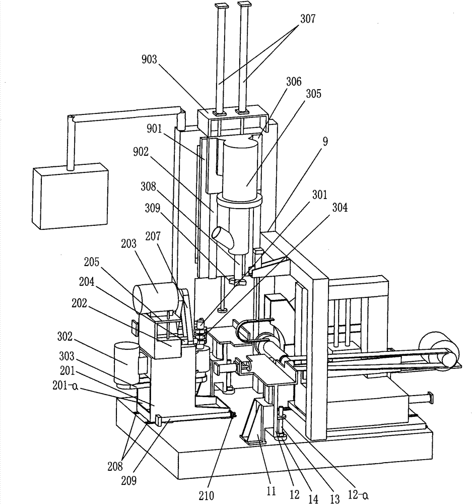 Tenon discharging machine for numerical control log cabin