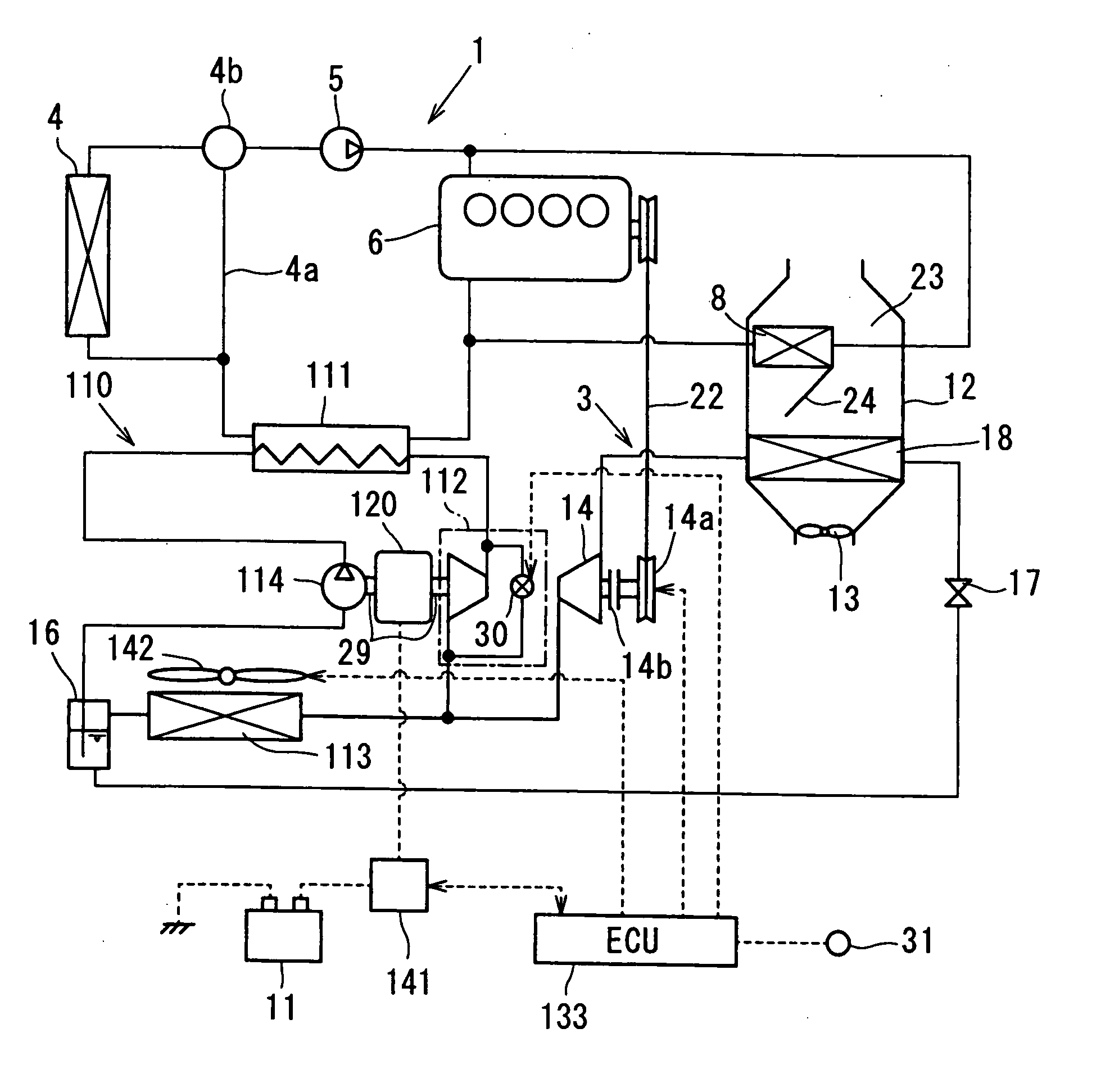 Waste heat collecting system having expansion device