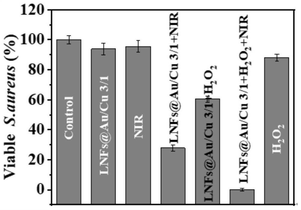 Preparation method and application of gold-copper bimetallic nano-enzyme composite material