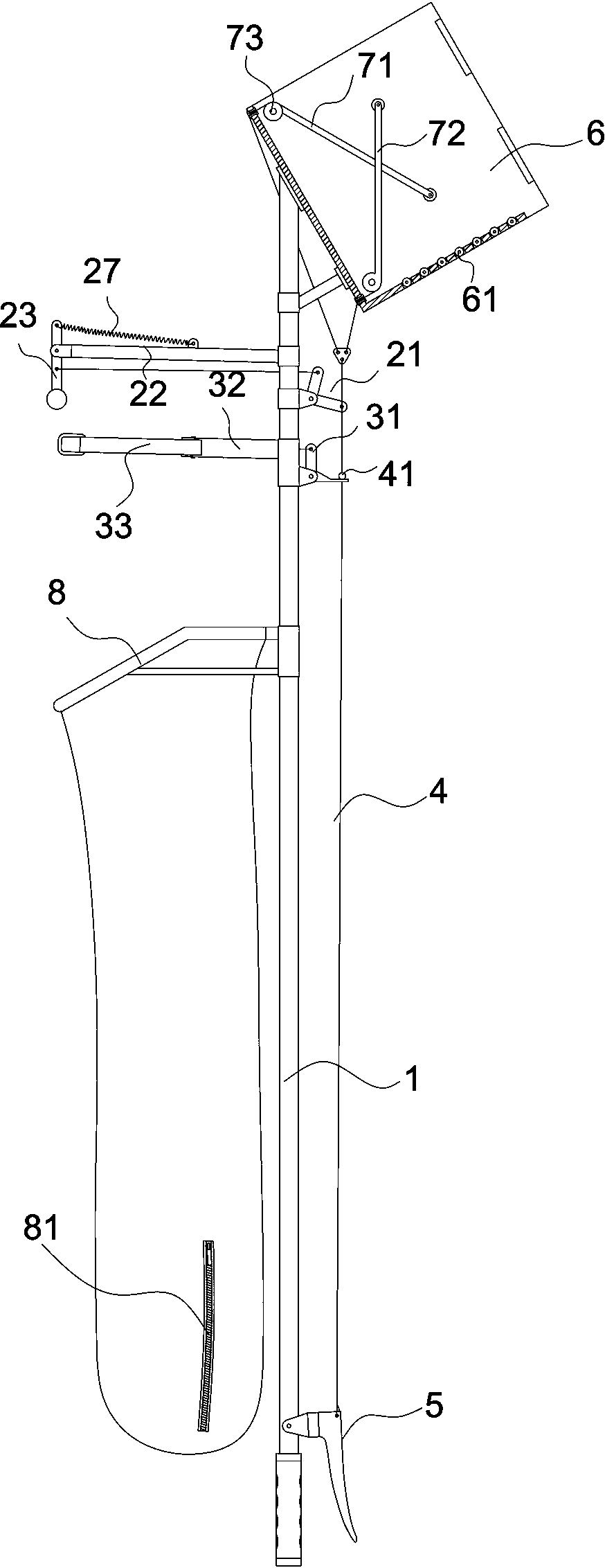 Device for picking up and putting away book at high place