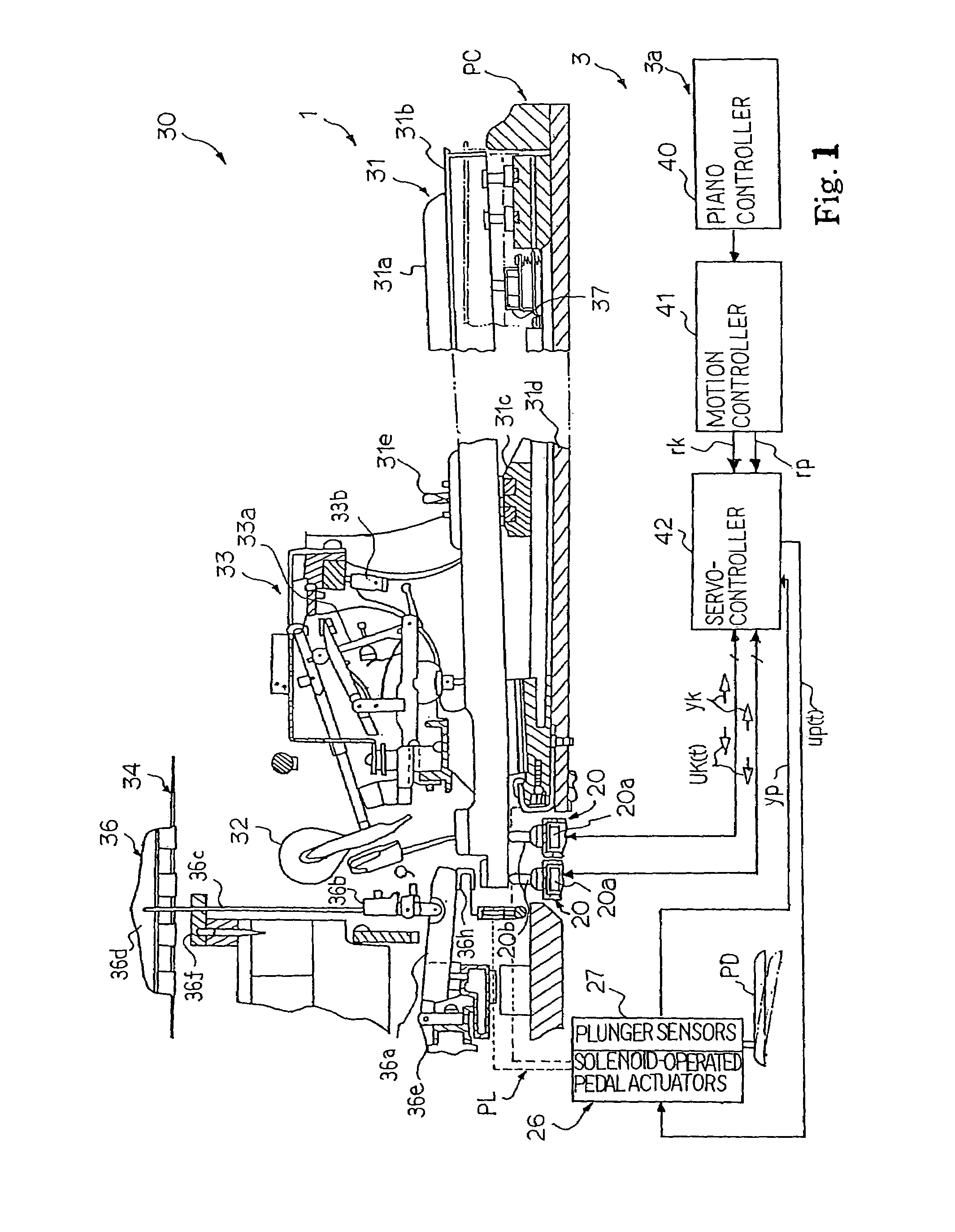 Automatic player exactly bringing pedal to half point, musical instrument equipped therewith and method used therein