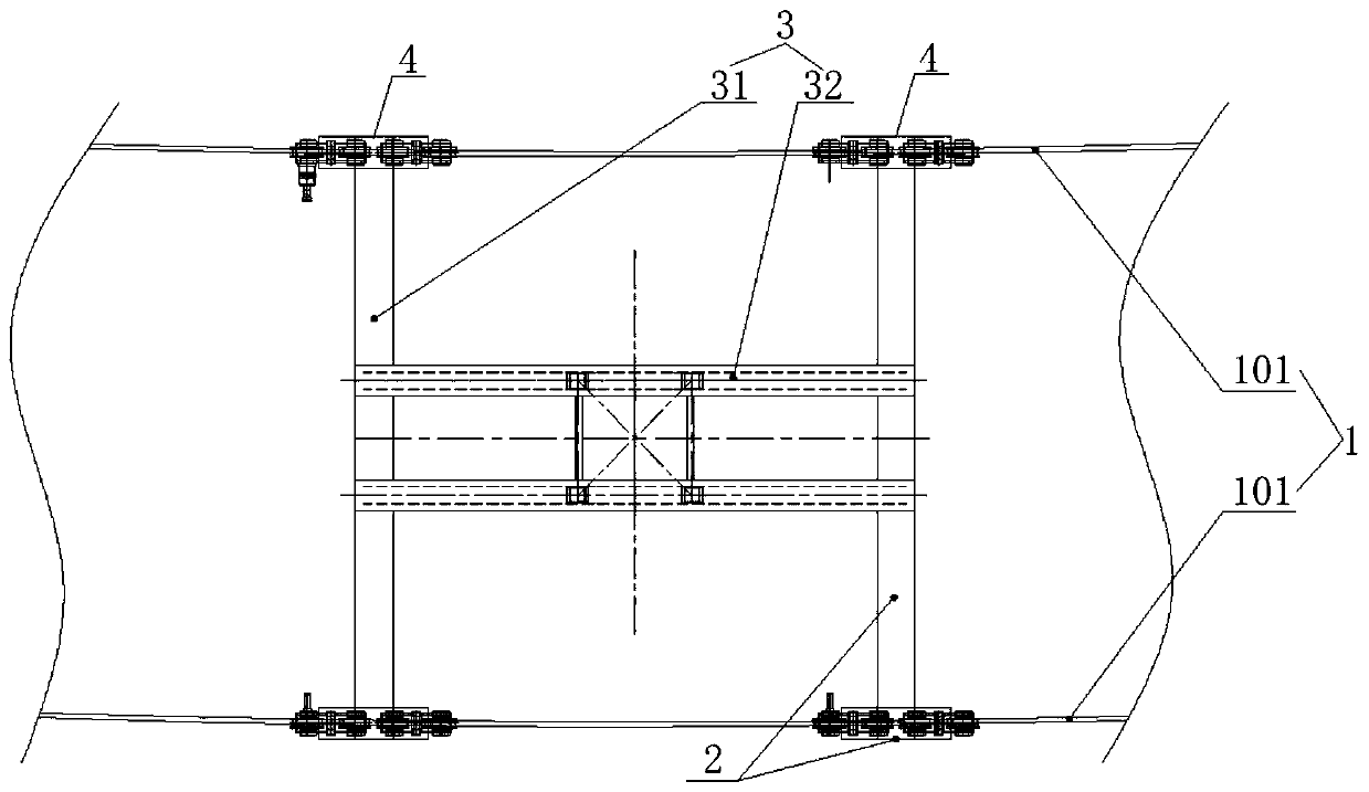 Novel tower crane curve walking device