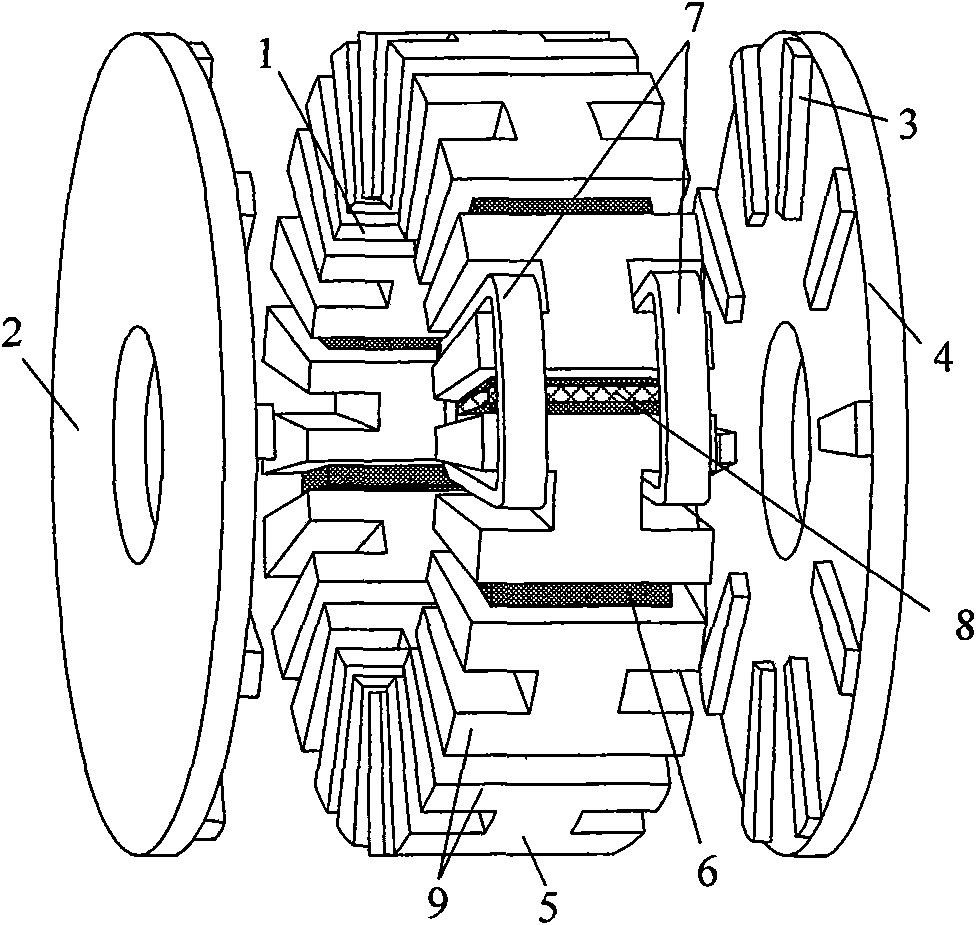 Two-rotor axial magnetic flux switching type mixed excitation synchronous generator