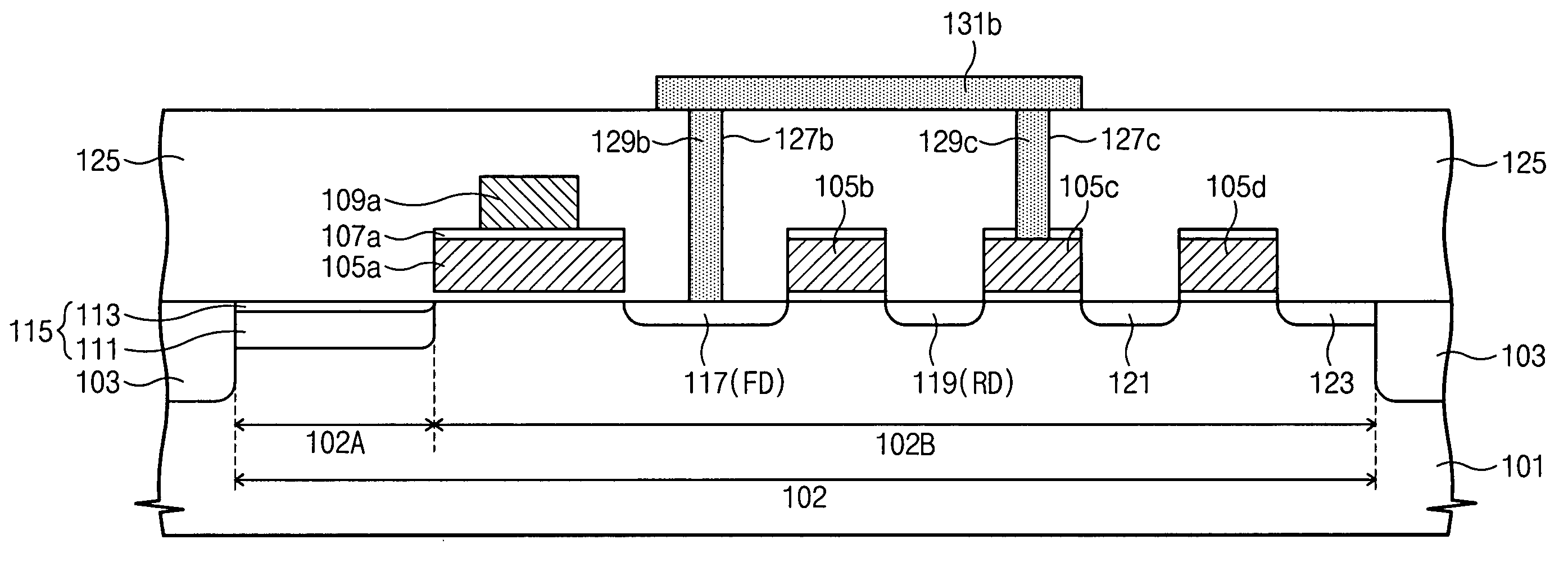 Image sensor with self-boosting and methods of operating and fabricating the same