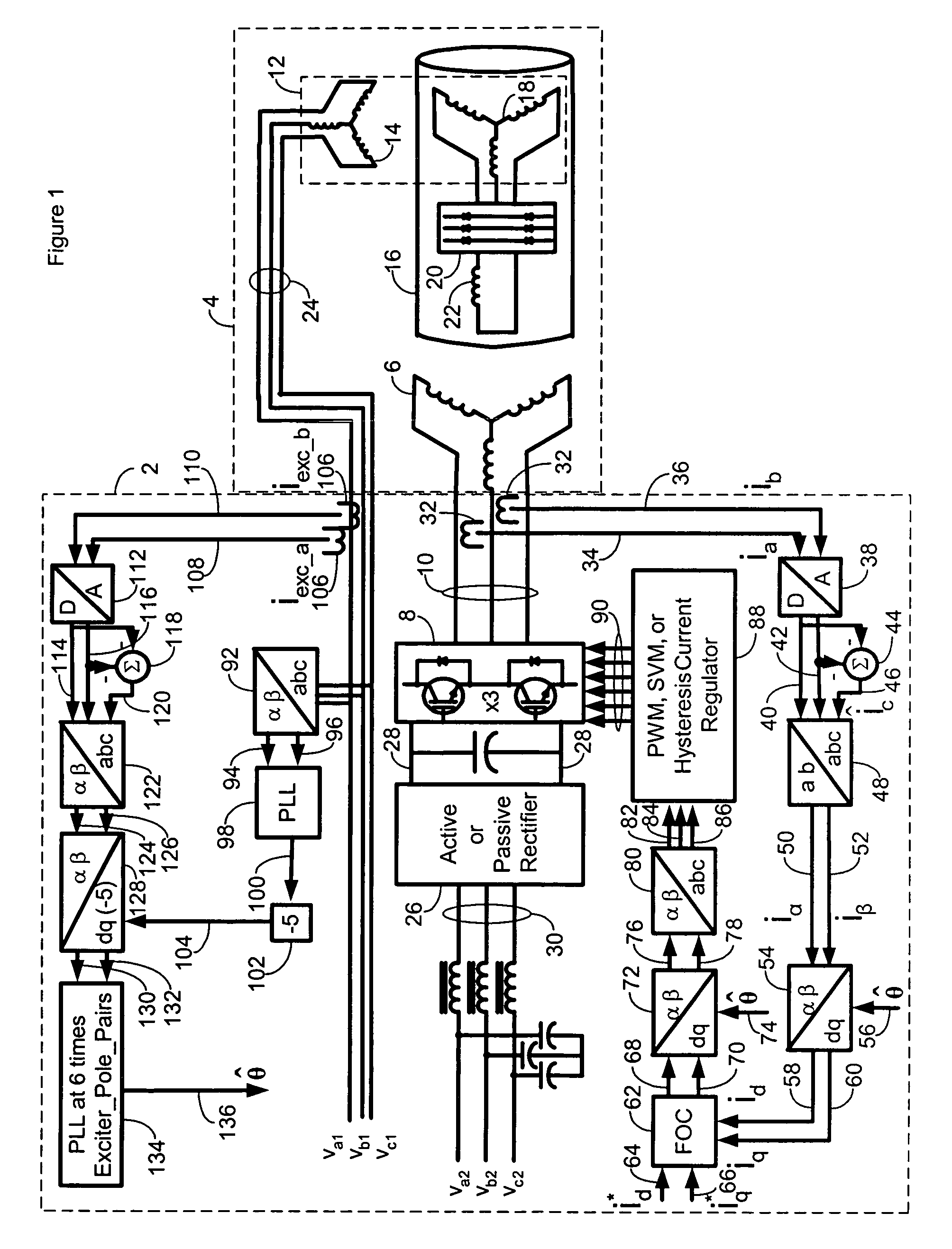 Brushless wound field synchronous machine rotor position tracking with exciter stator current harmonic tracking