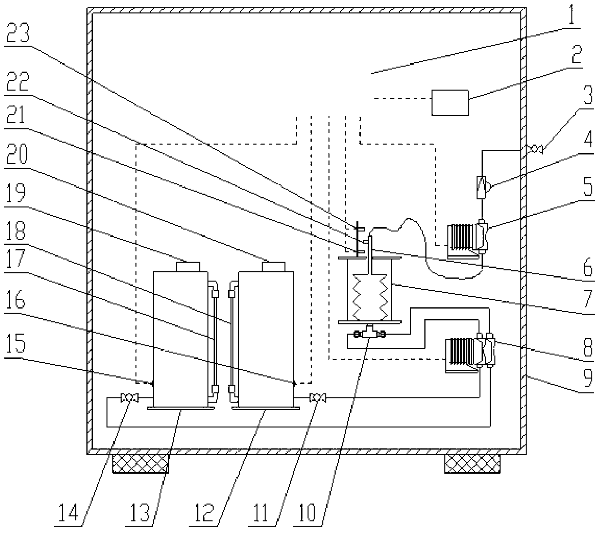 Intermittent reaction constant dosing chlorine dioxide preparation device and method