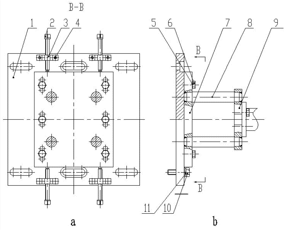 Side direction hydraulic pressure calibration adjustable support of vertical type six-component test bed