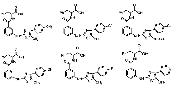 Thiazole aminobenzamide acetic acid derivative and application thereof