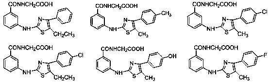 Thiazole aminobenzamide acetic acid derivative and application thereof