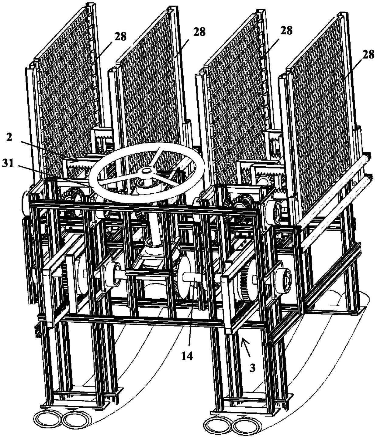 Unidirectionally-driven three-dimensional three-linkage-period stepping mechanism