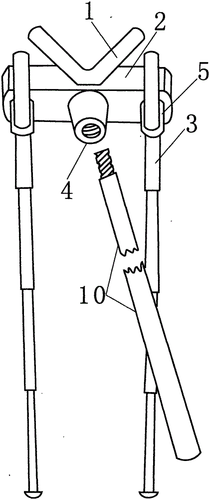 Pull rod fork with stepless adjustable height of double lower support legs