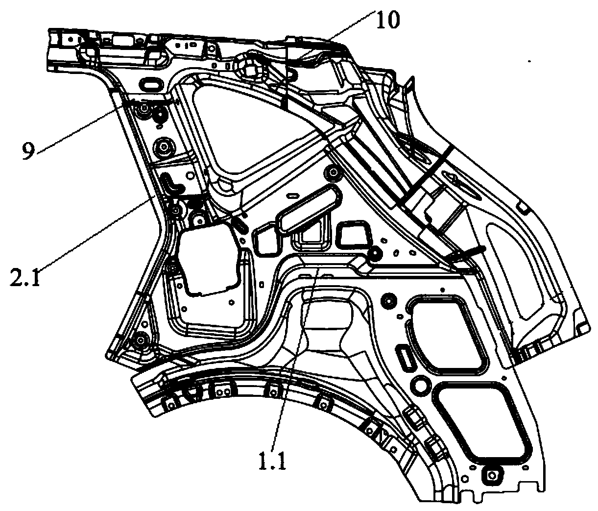 Vehicle body side wall C-column inner plate reinforced structure and vehicle