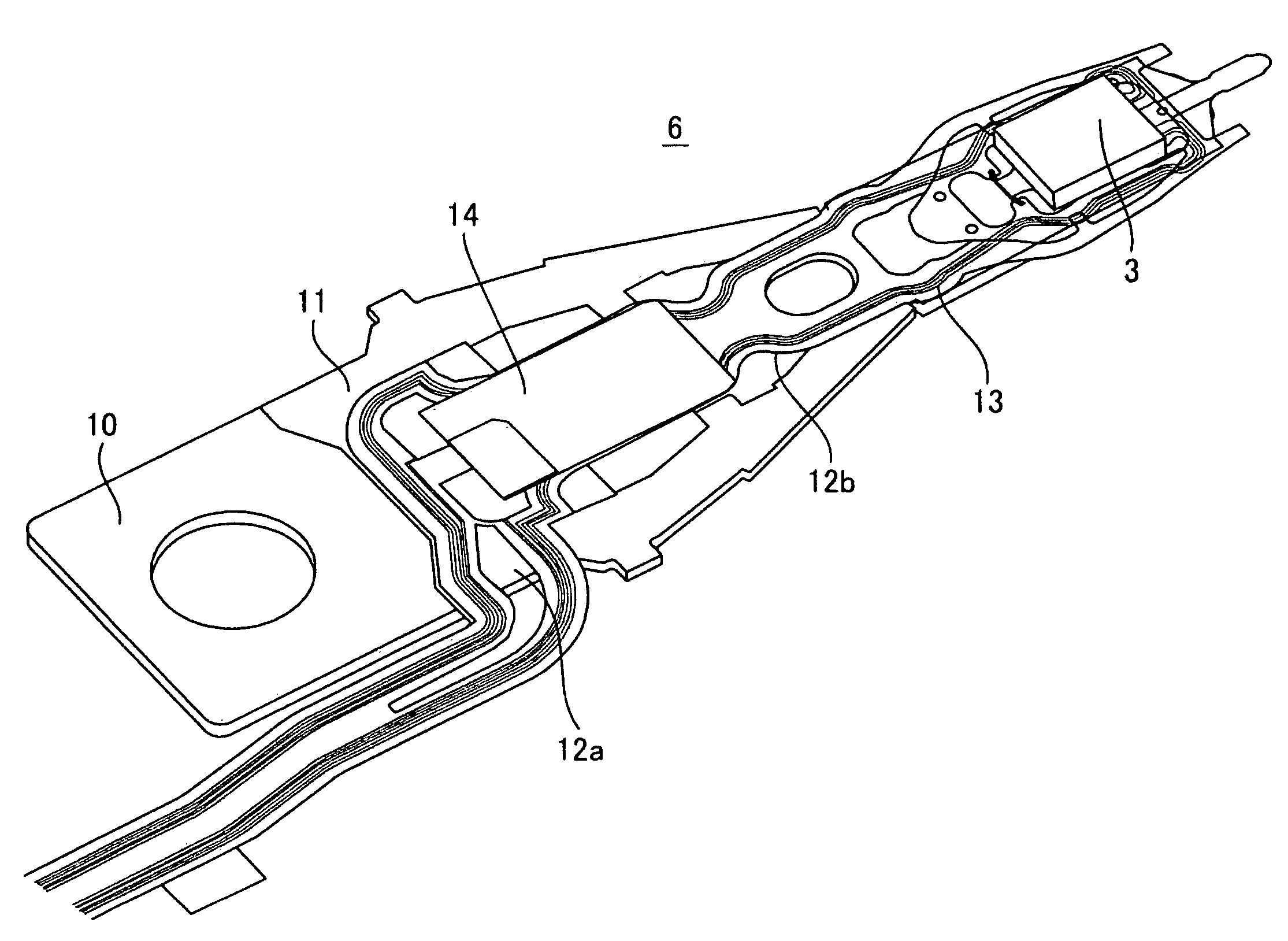 Suspension equipped with vibration sensor and manufacturing method thereof