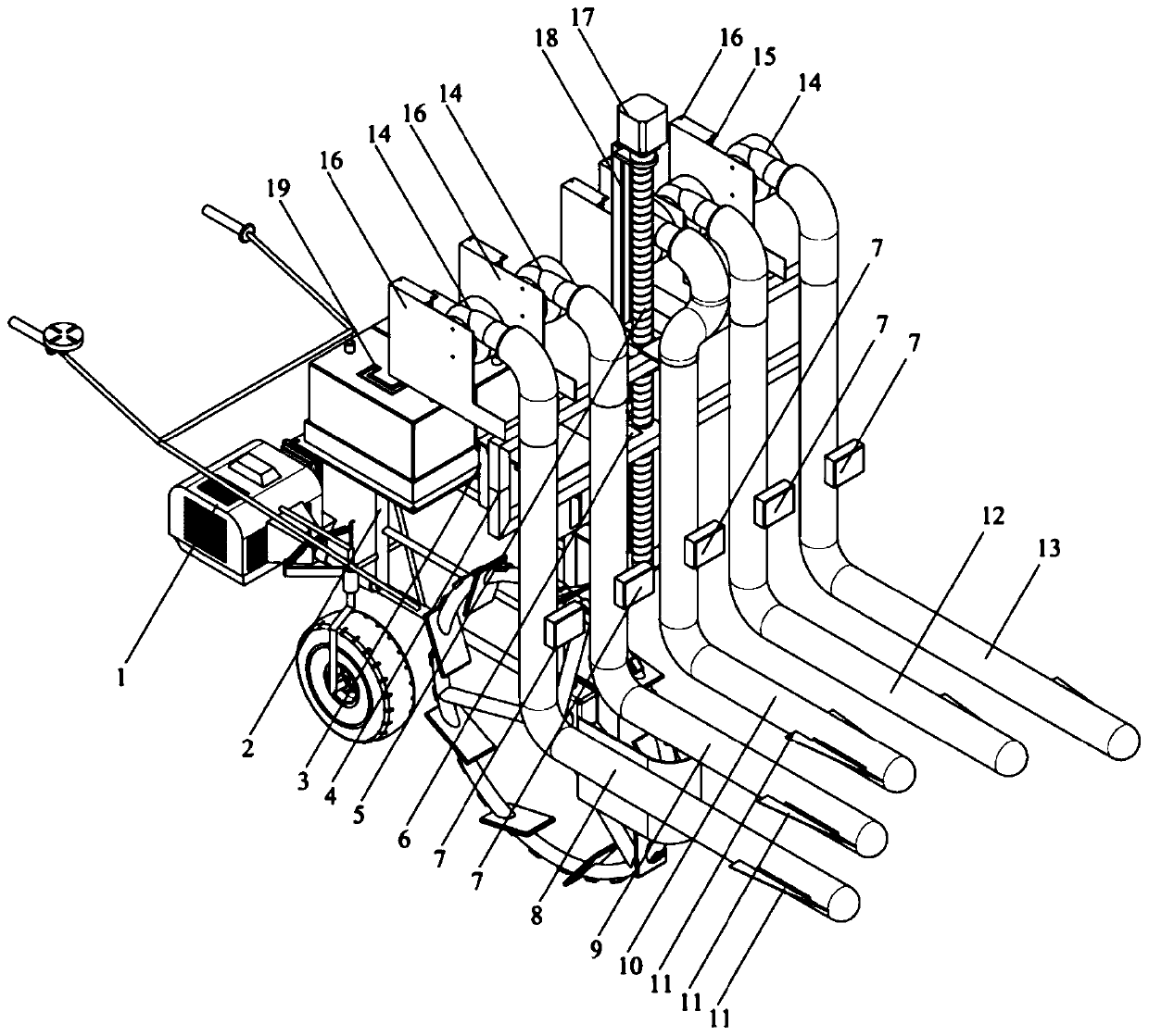 Hand-held pneumatic hybrid rice seed production pollination machine and pollination method thereof