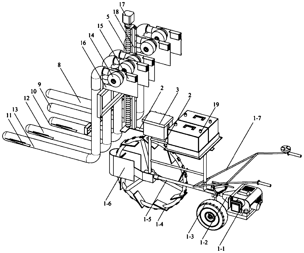 Hand-held pneumatic hybrid rice seed production pollination machine and pollination method thereof