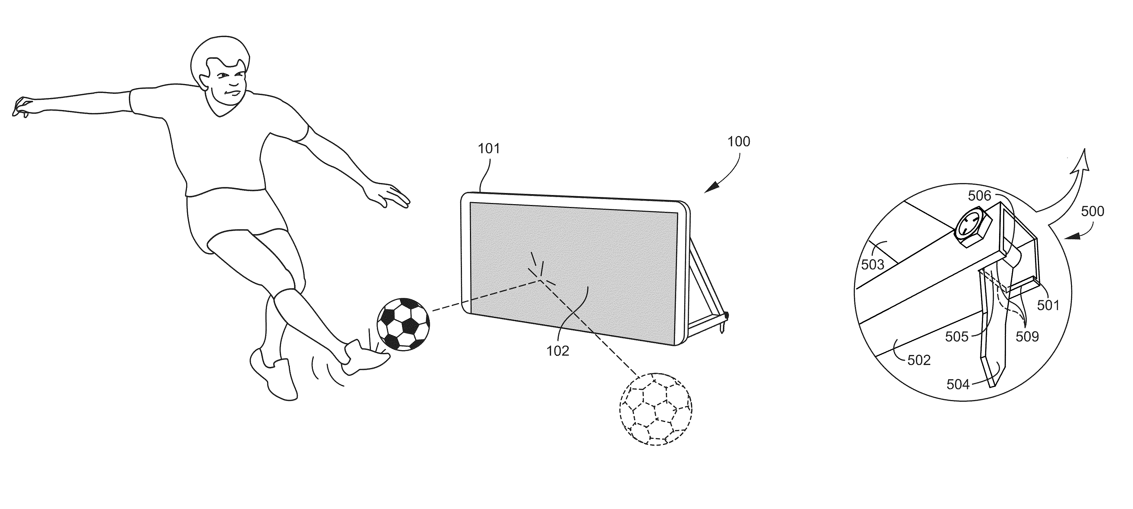 Soccer training device, method of use and system