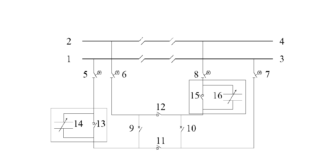 Main electric connection provided with capacitive electric device of multiple-line electric railway section post