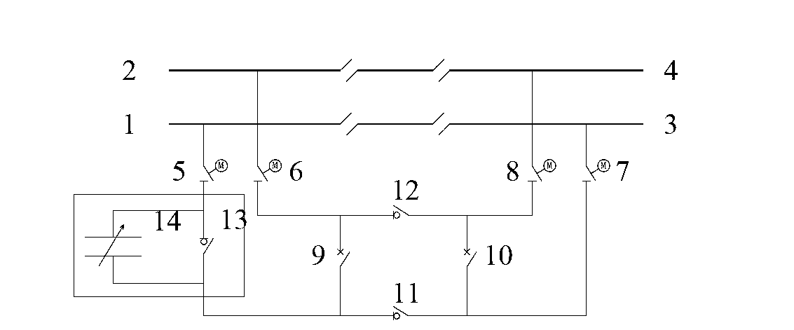 Main electric connection provided with capacitive electric device of multiple-line electric railway section post