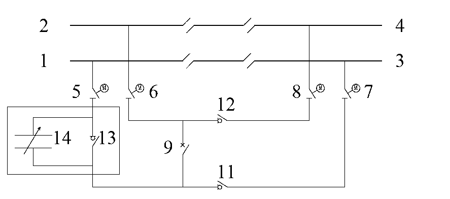 Main electric connection provided with capacitive electric device of multiple-line electric railway section post