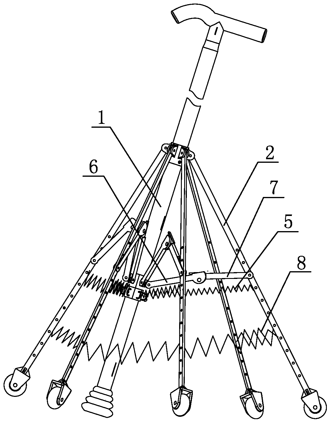 Anti-falling walking-assisted crutch for old people