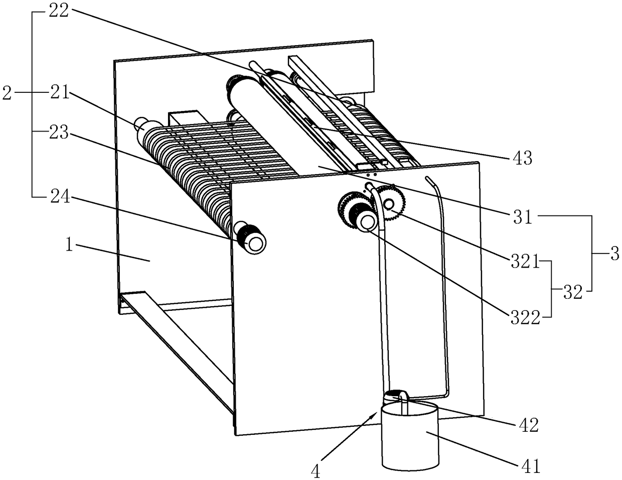 Laminating machine and gluing device thereof