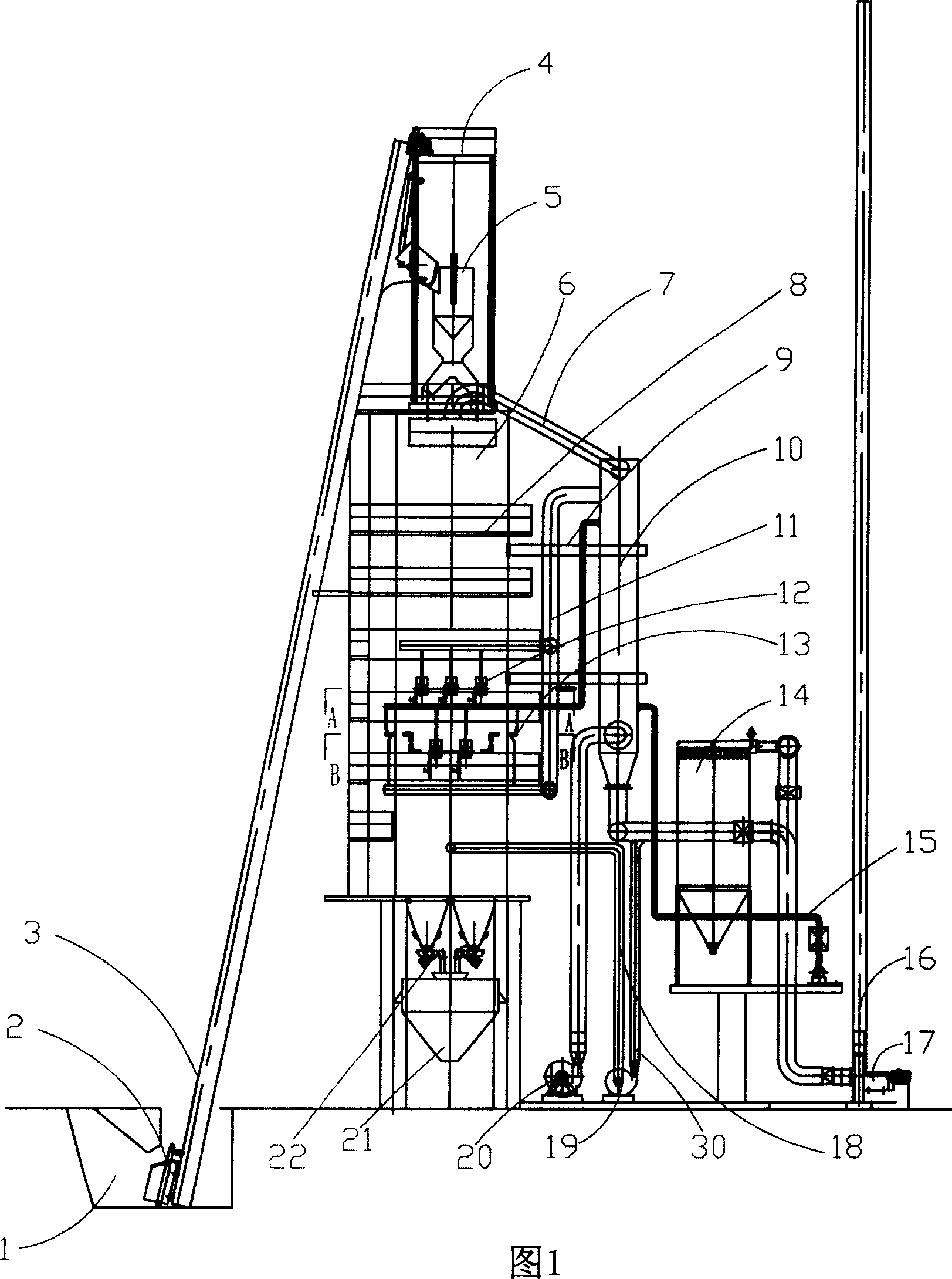 Gas heating type industrial vertical kiln with central burner