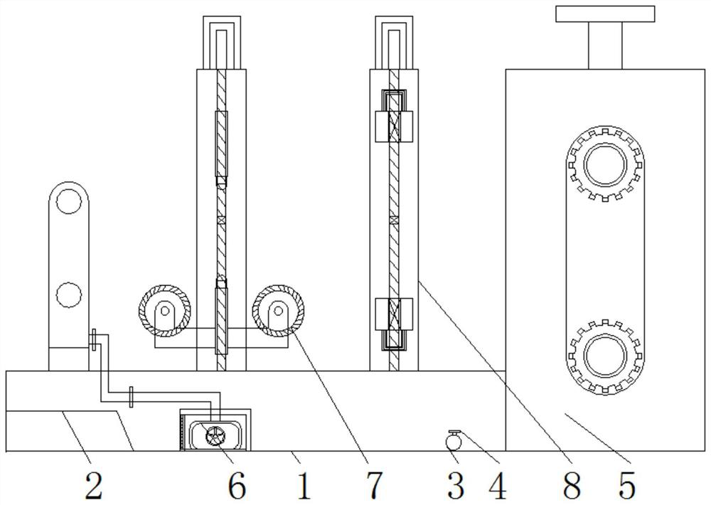 Embossing machine for aluminum plate machining and capable of achieving surface pretreatment